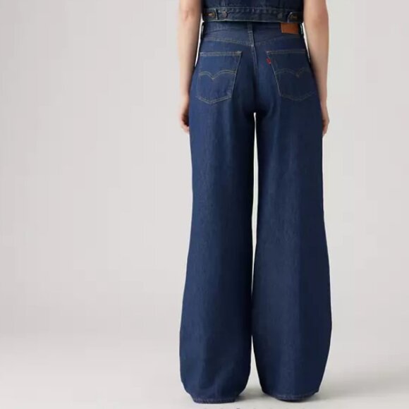 Levis Premium Baggy Dad Wide Leg Jeans Dark Wash Lets Get Lost Again NWT - Picture 2 of 6
